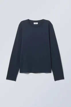Weekday ESSENCE STANDARD LONG SLEEVE dark blue Store