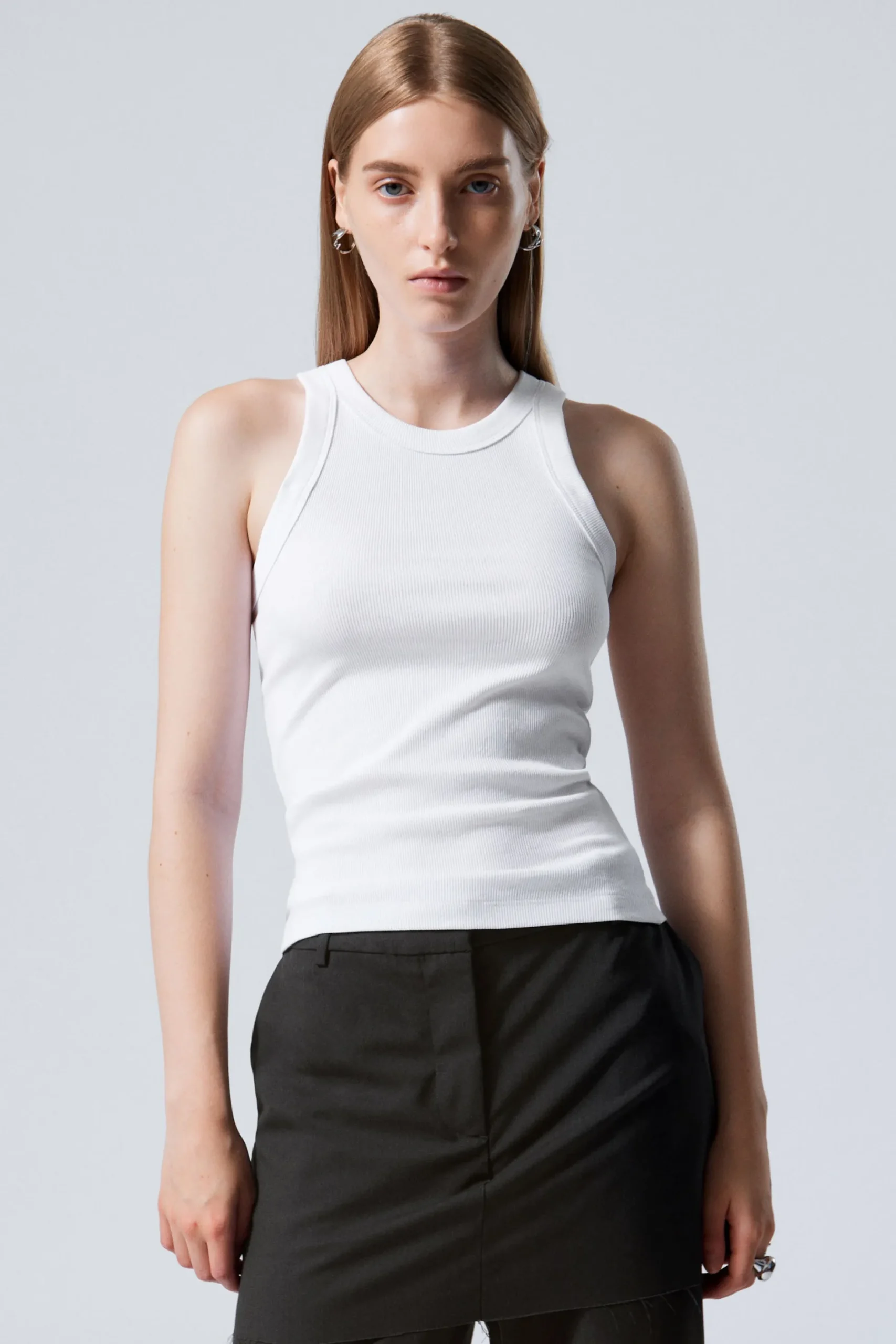 Weekday FITTED RIB TANK TOP white Clearance