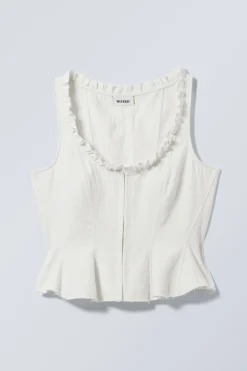 Weekday FITTED TWILL CORSET TOP dusty white Clearance