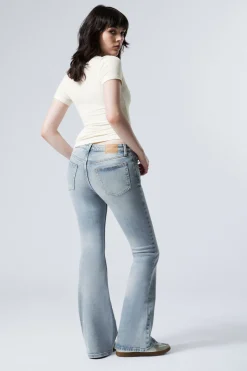 Weekday FLAME LOW RISE SLIM FLARED LEG JEANS stone blue light blue Clearance