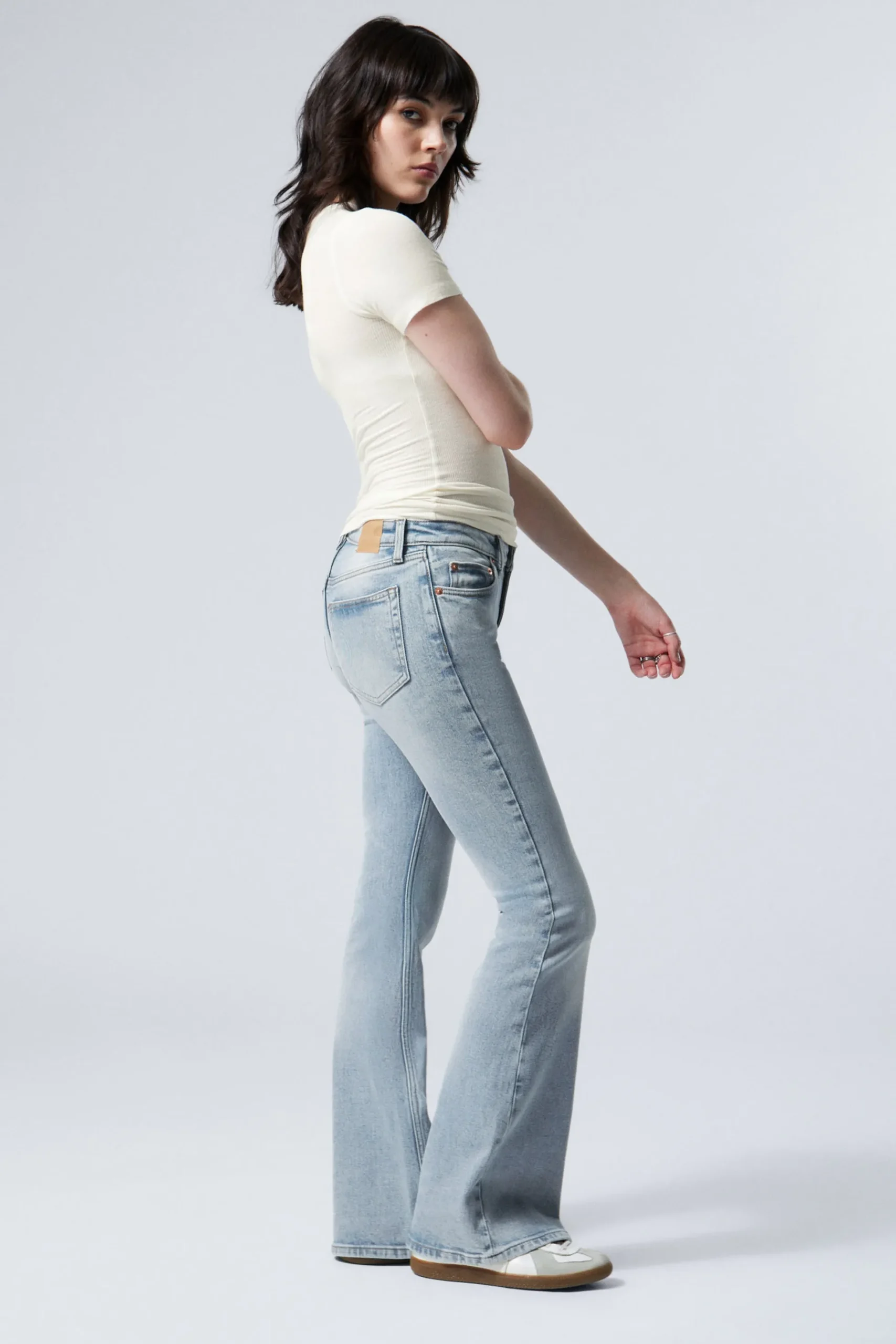 Weekday FLAME LOW RISE SLIM FLARED LEG JEANS stone blue light blue Clearance