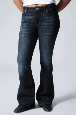 Weekday FLAME LOW RISE SLIM FLARED LEG JEANS vein blue dark blue Hot