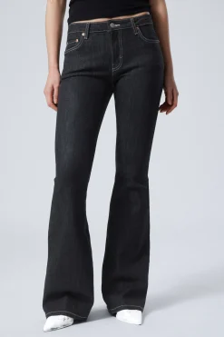 Weekday FLAME LOW RISE SLIM FLARED LEG JEANS black rinse black New