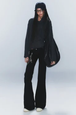 Weekday FLARE LOW WAIST FLARED SKINNY JEANS extra black rinse Clearance