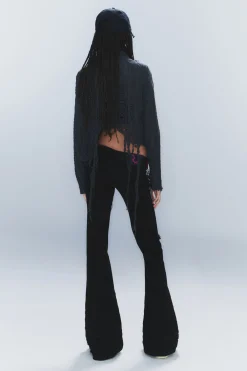 Weekday FLARE LOW WAIST FLARED SKINNY JEANS extra black rinse Clearance