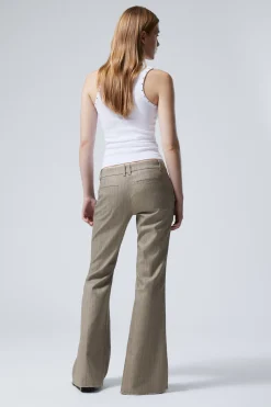 Weekday FLARED EYELET SUIT TROUSERS striped dusty beige Sale