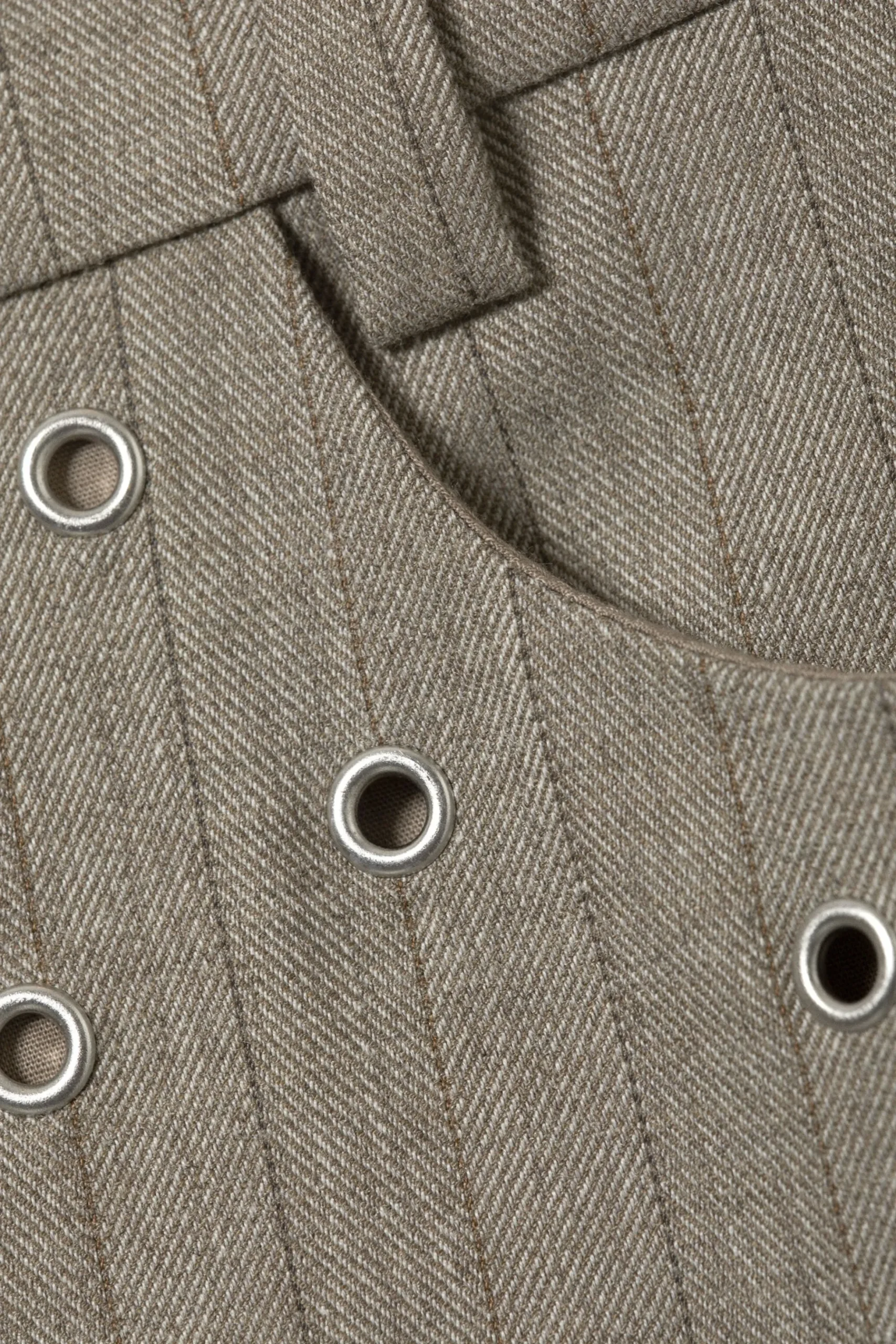 Weekday FLARED EYELET SUIT TROUSERS striped dusty beige Sale