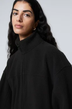 Weekday FLEECE ZIP JACKET black Hot