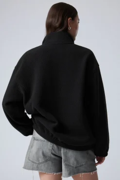 Weekday FLEECE ZIP JACKET black Hot
