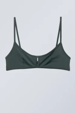 Weekday FRONT BUCKLE BIKINI TOP dark green Store