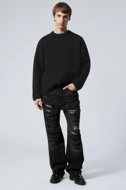 Weekday GALAXY LOOSE STRAIGHT DISTRESSED JEANS distressed black Cheap