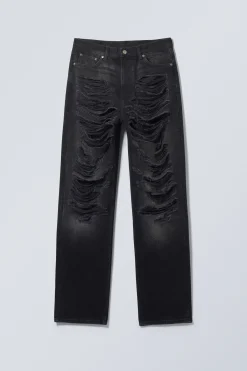 Weekday GALAXY LOOSE STRAIGHT DISTRESSED JEANS distressed black Cheap