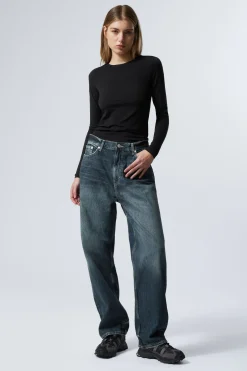 Weekday GALAXY LOOSE STRAIGHT LEG JEANS moss blue Discount
