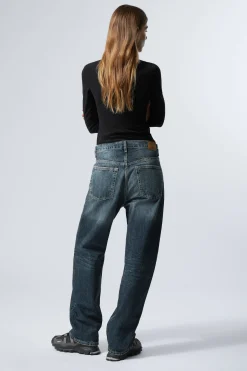 Weekday GALAXY LOOSE STRAIGHT LEG JEANS moss blue Discount