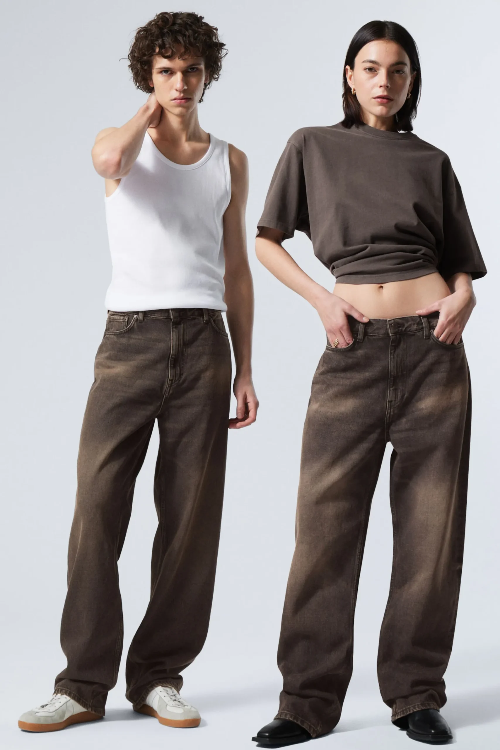 Weekday GALAXY LOOSE STRAIGHT LEG JEANS washed brown Flash Sale