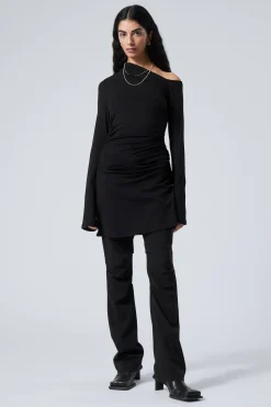 Weekday GATHERED MINI LONG SLEEVE DRESS black Store