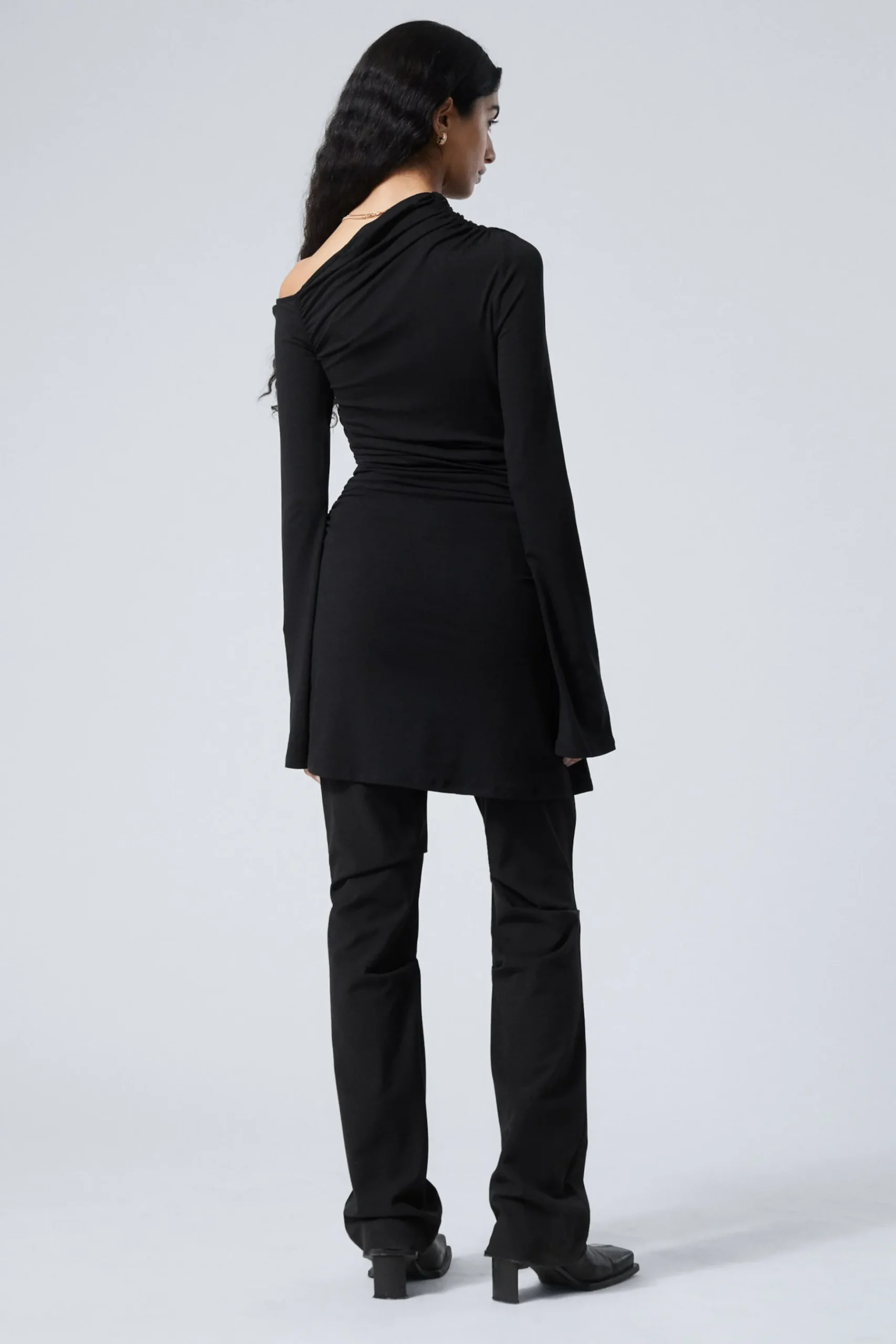 Weekday GATHERED MINI LONG SLEEVE DRESS black Store