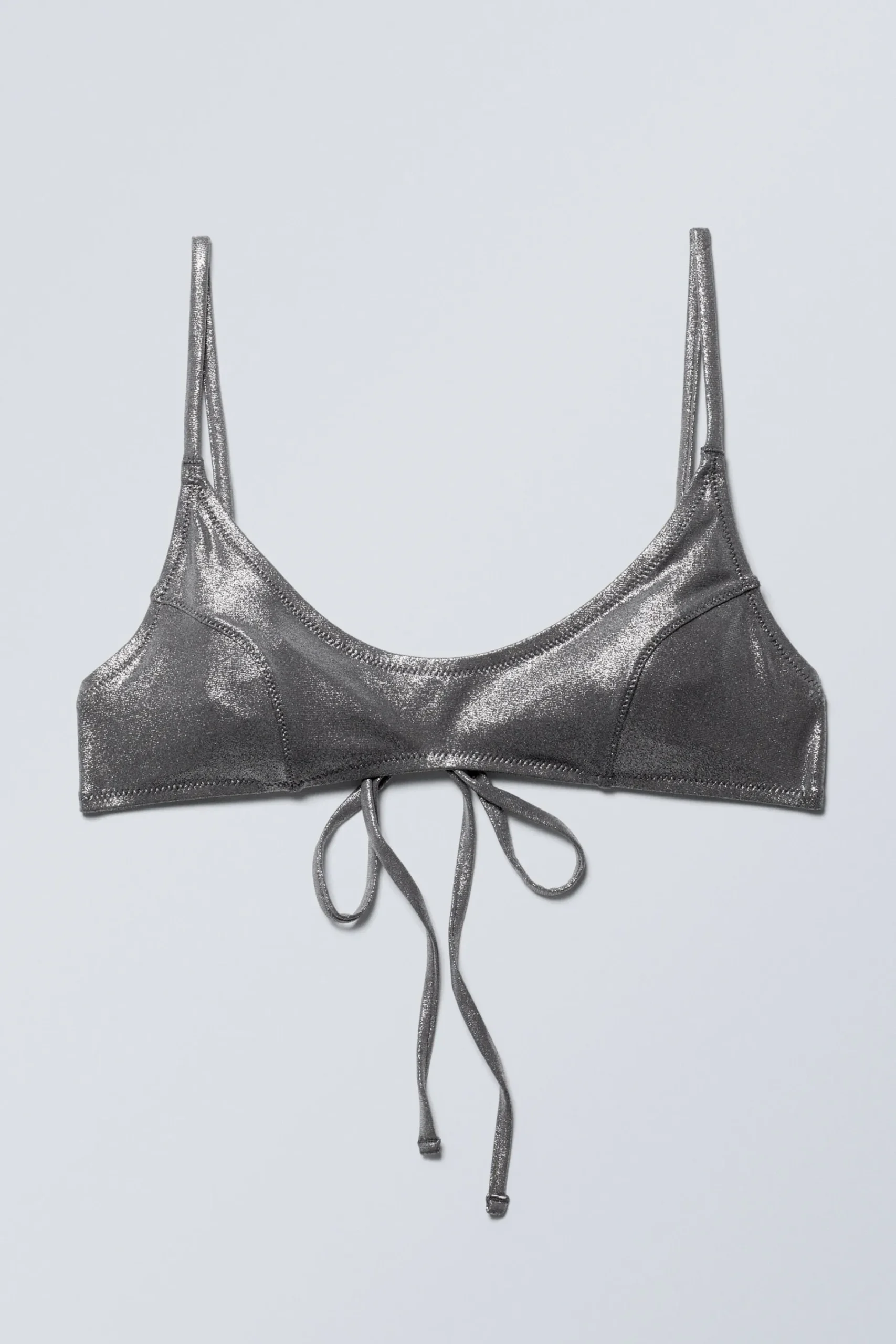 Weekday GLITTER BIKINI TOP dark glitter silver Discount