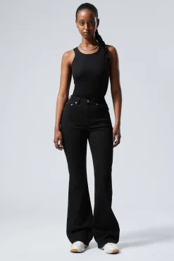 Weekday GLOW CURVE HIGH WAISTED REGULAR FLARED LEG JEANS black rinse black Outlet