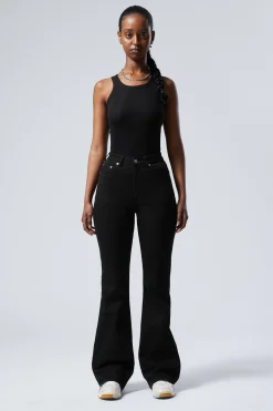 Weekday GLOW CURVE HIGH WAISTED REGULAR FLARED LEG JEANS black rinse black Outlet