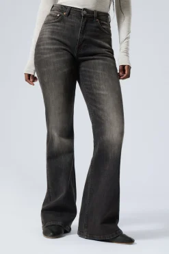 Weekday GLOW CURVE HIGH WAISTED REGULAR FLARED LEG JEANS black web black New