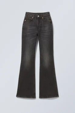 Weekday GLOW CURVE HIGH WAISTED REGULAR FLARED LEG JEANS black web black New