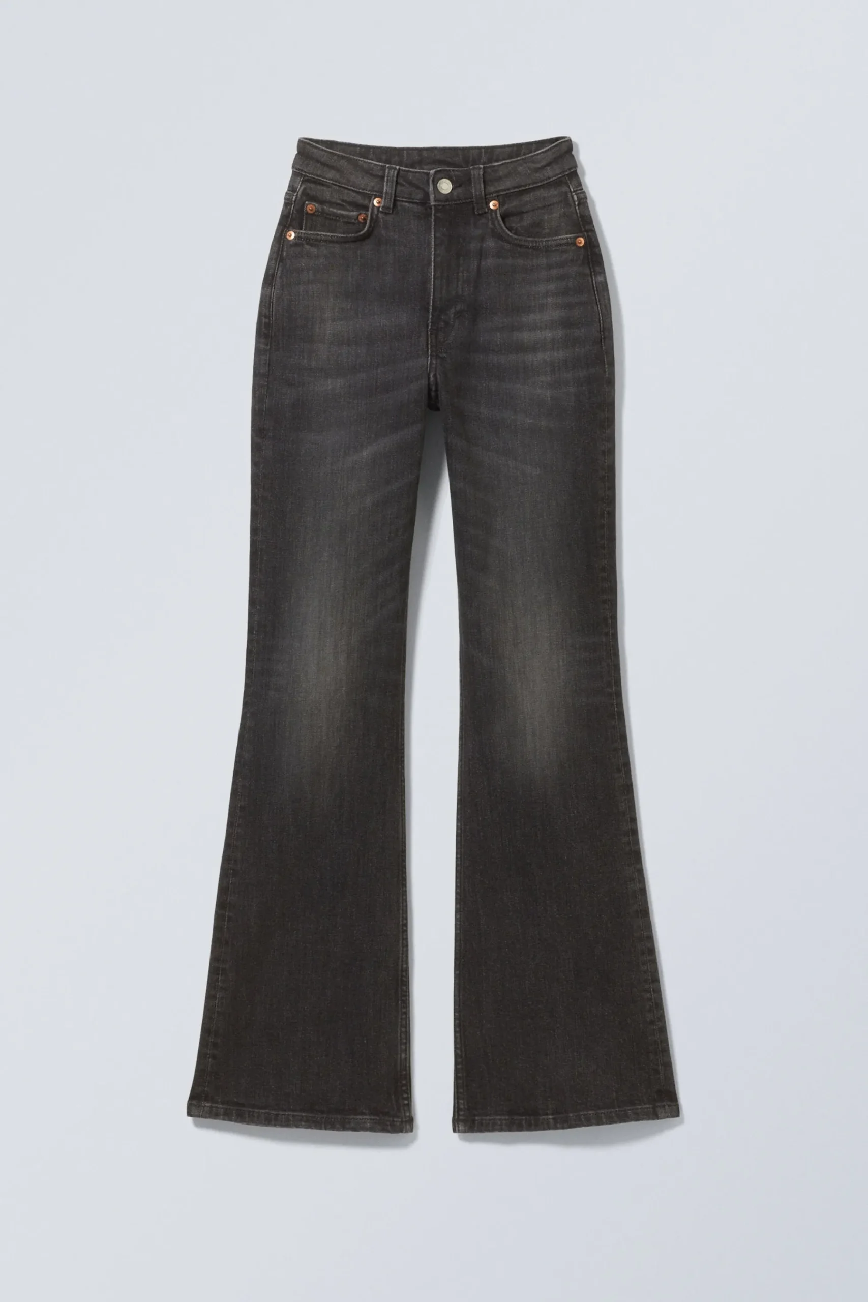 Weekday GLOW CURVE HIGH WAISTED REGULAR FLARED LEG JEANS black web black New