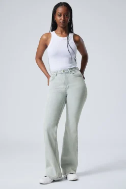 Weekday GLOW CURVE HIGH WAISTED REGULAR FLARED LEG JEANS snow blue light blue Online