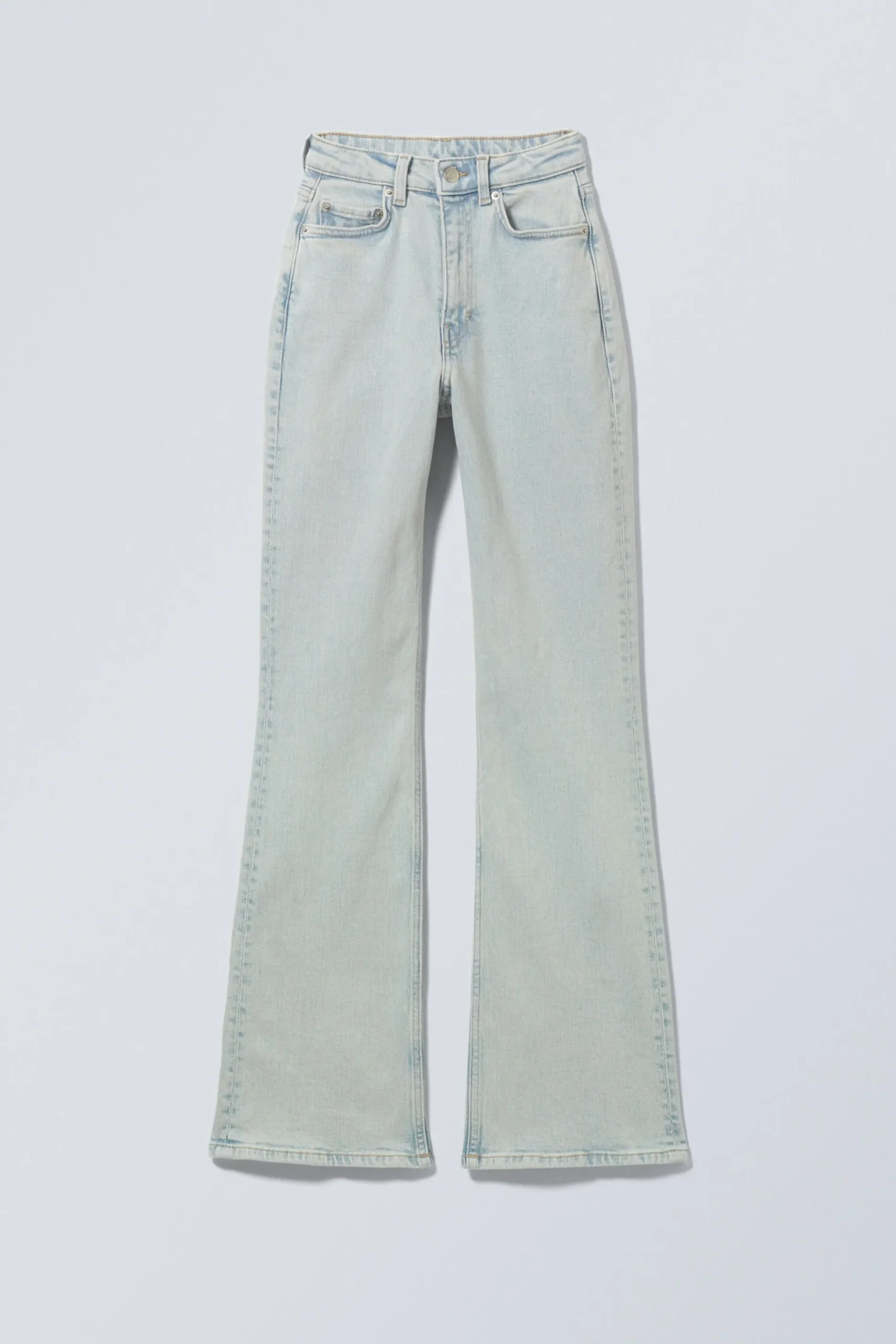 Weekday GLOW CURVE HIGH WAISTED REGULAR FLARED LEG JEANS snow blue light blue Online