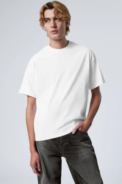 Weekday GREAT BOXY HEAVYWEIGHT T-SHIRT white Clearance