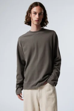 Weekday GREAT BOXY LONG SLEEVE T-SHIRT dark mole Store