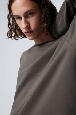 Weekday GREAT BOXY LONG SLEEVE T-SHIRT dark mole Store