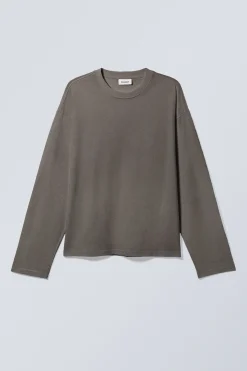 Weekday GREAT BOXY LONG SLEEVE T-SHIRT dark mole Store