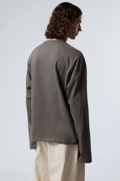 Weekday GREAT BOXY LONG SLEEVE T-SHIRT dark mole Store
