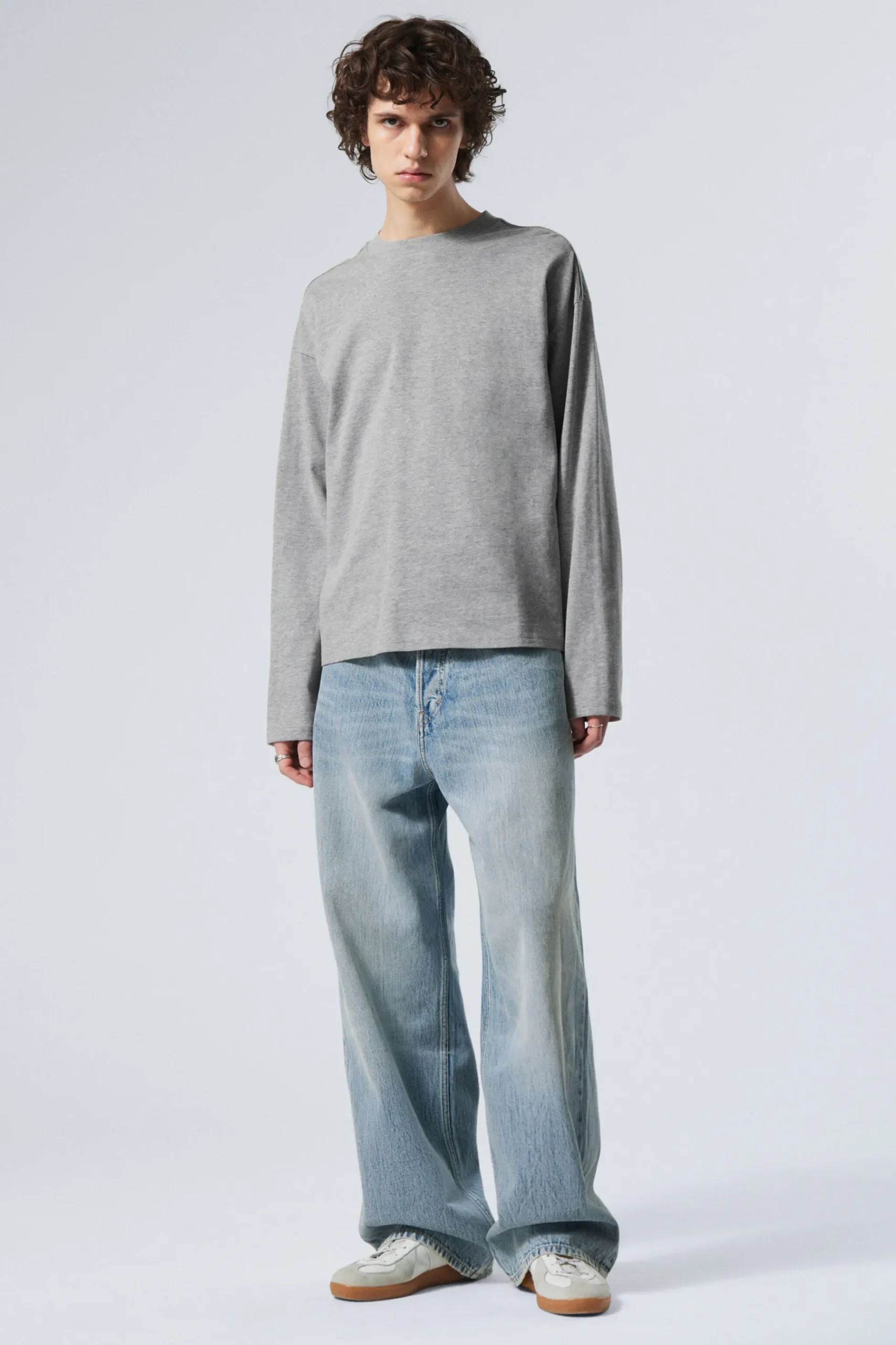 Weekday GREAT BOXY LONG SLEEVE T-SHIRT light grey melange Discount