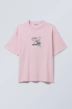 Weekday GREAT BOXY PRINTED GRAPHIC TEE light pink fussball mascot Cheap