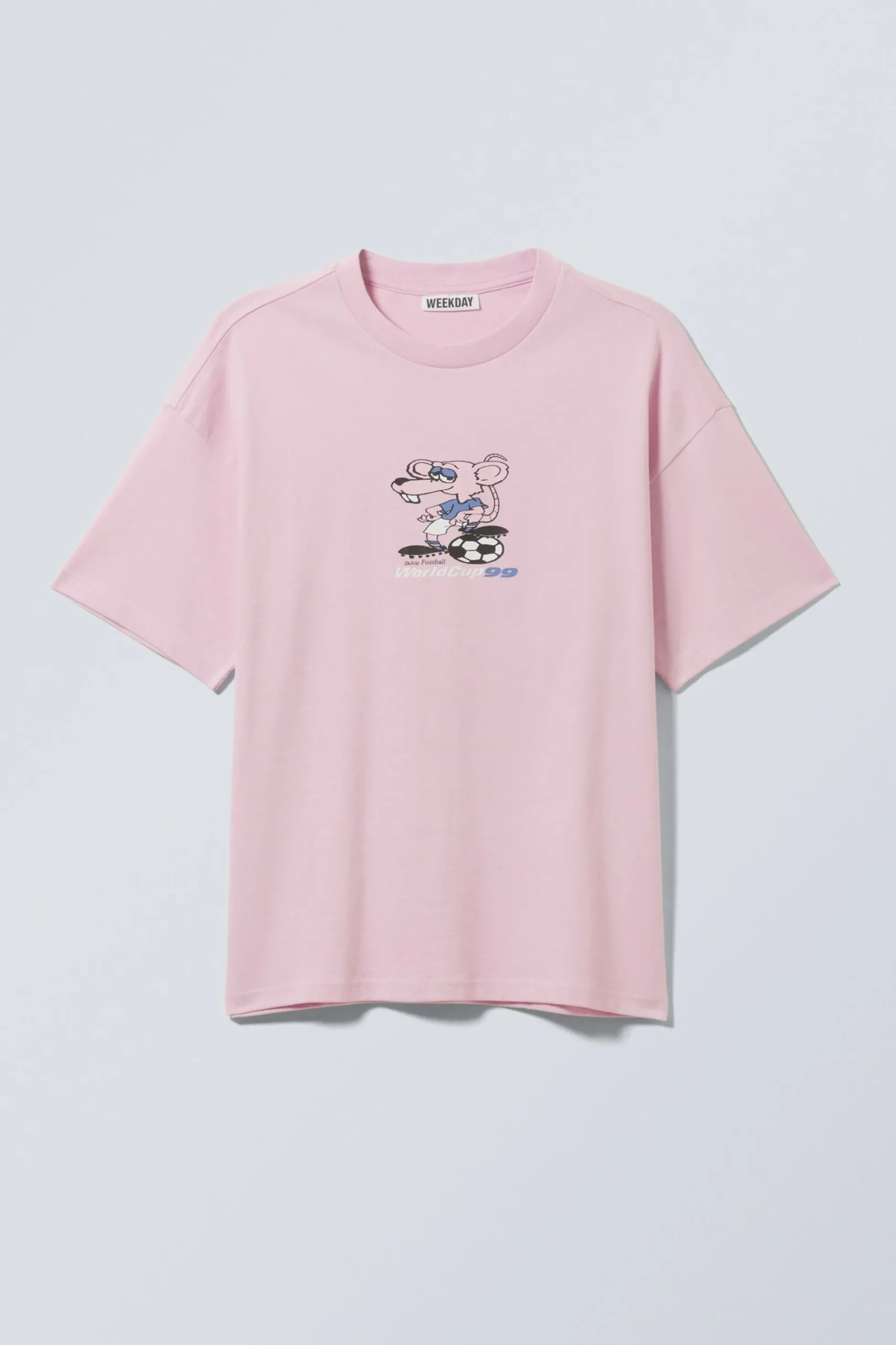 Weekday GREAT BOXY PRINTED GRAPHIC TEE light pink fussball mascot Cheap