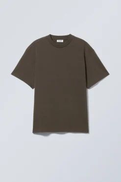 Weekday GREAT HEAVYWEIGHT T-SHIRT dark brown Clearance