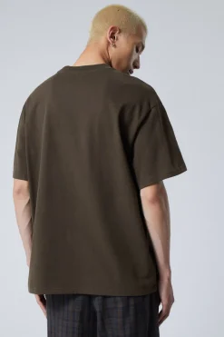 Weekday GREAT HEAVYWEIGHT T-SHIRT dark brown Clearance
