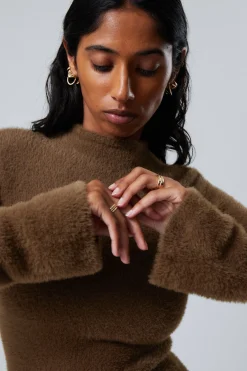 Weekday HAIRY MOCK NECK SWEATER brown Outlet