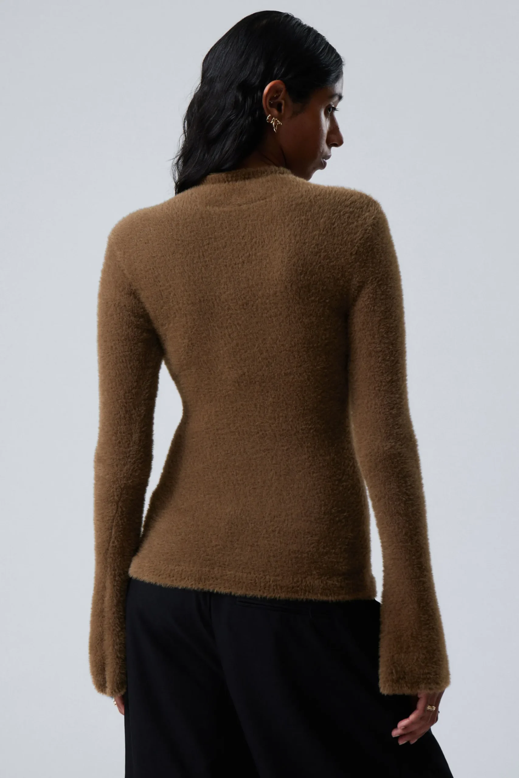 Weekday HAIRY MOCK NECK SWEATER brown Outlet