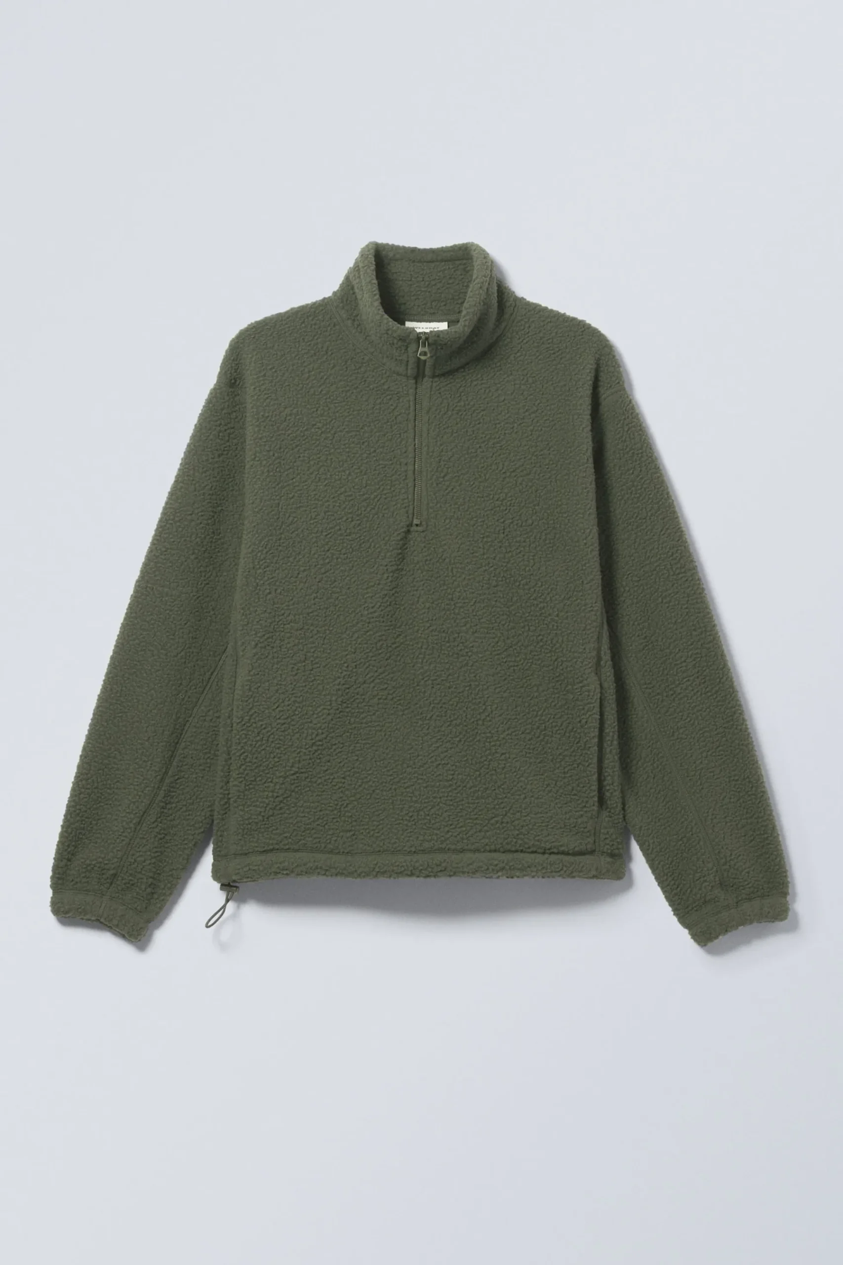 Weekday HALF-ZIP FLEECE SWEATSHIRT dark khaki green Cheap
