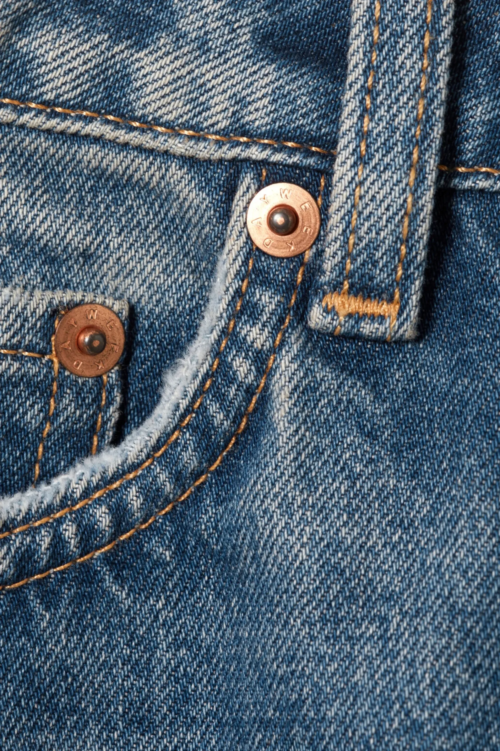 Weekday HALO CURVE HIGH WAISTED REGULAR WIDE LEG JEANS iron blue medium blue Clearance