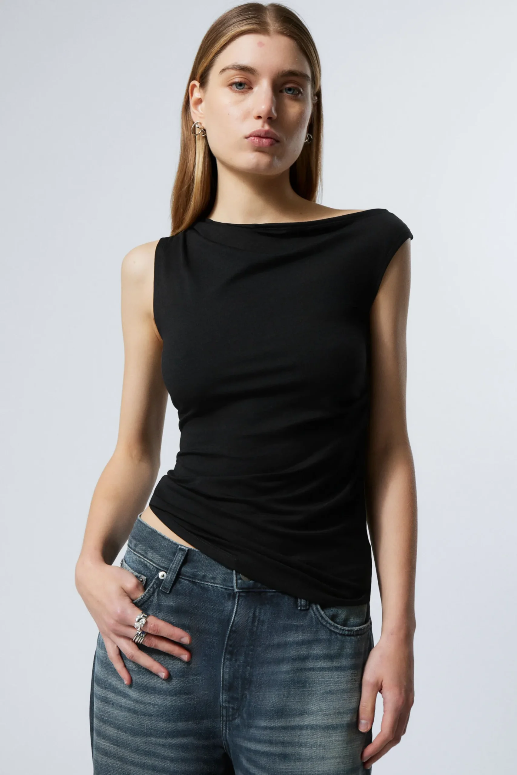 Weekday HERA DRAPE TOP black Discount