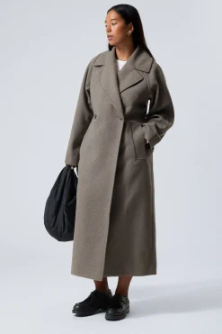 Weekday KIA OVERSIZED WOOL BLEND COAT taupe New