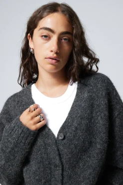 Weekday KNITTED SINGLE-BREASTED CARDIGAN dark grey melange Shop