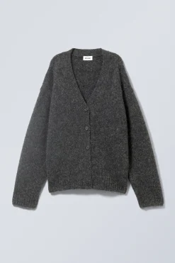 Weekday KNITTED SINGLE-BREASTED CARDIGAN dark grey melange Shop