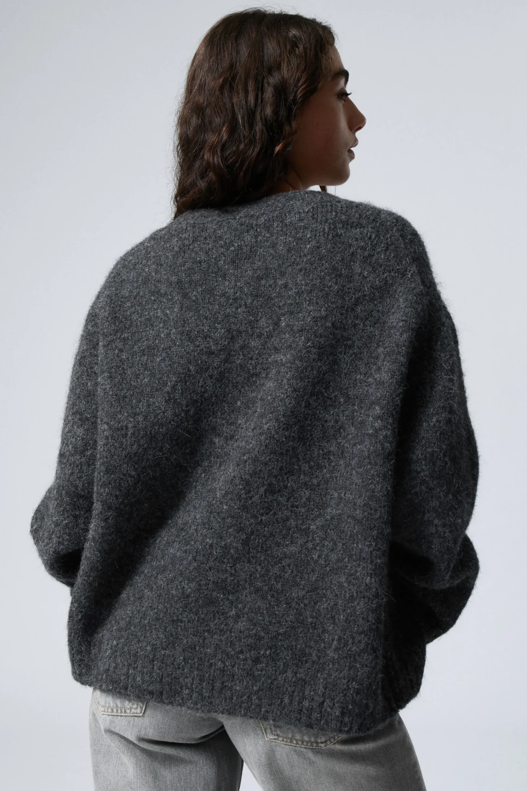 Weekday KNITTED SINGLE-BREASTED CARDIGAN dark grey melange Shop