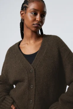 Weekday KNITTED SINGLE-BREASTED CARDIGAN dark brown Cheap