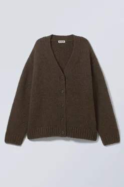 Weekday KNITTED SINGLE-BREASTED CARDIGAN dark brown Cheap